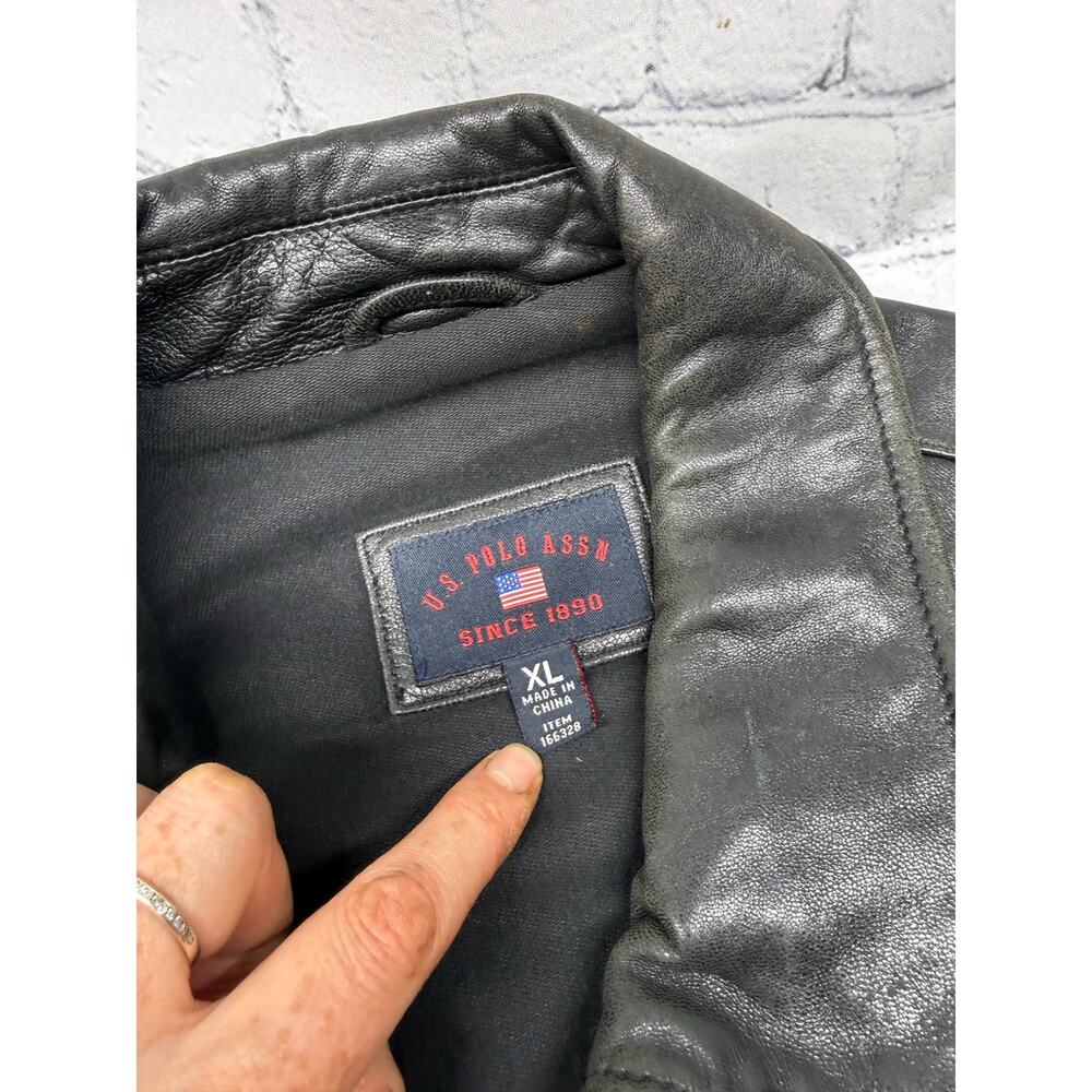 Vintage Genuine Leather U.S. Polo Assn. Full Zip Jacket Men's XL - Picture 3 of 16
